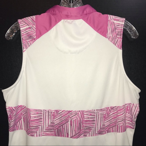PGA TOUR golf shirt, sleeveless with zip neck, white & hot pink, design on back - Picture 7 of 10